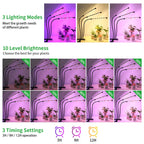 LED Plant Grow Light, Suitable for Indoor Plants, Full Spectrum Clip on Plant Growing Light with Red, Blue, Yellow Beads, 10 Brightness Levels, 3 Light Modes, 3/9/12H Auto Timer, 3 Head