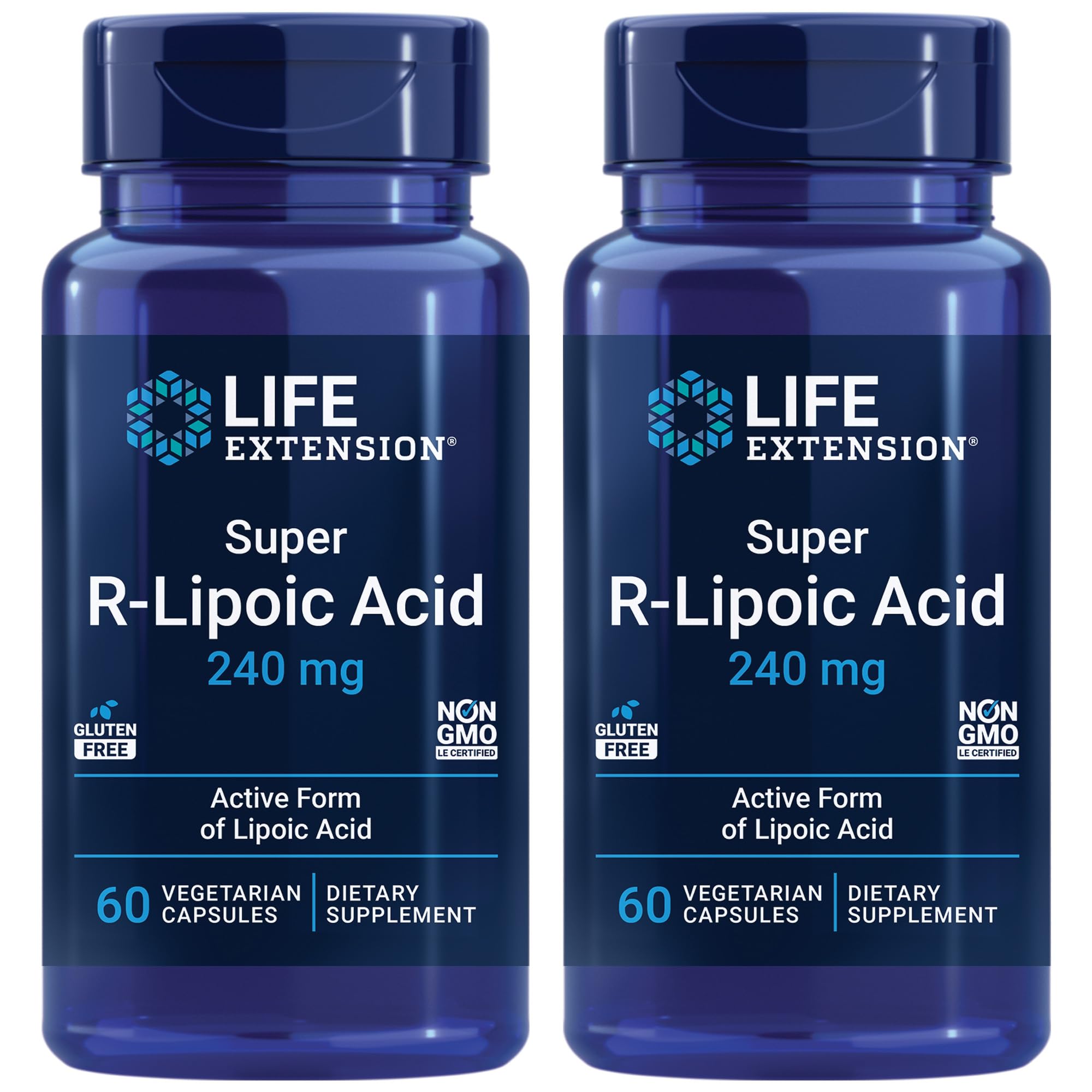 Life Extension Super R-Lipoic Acid – Healthy Aging, oxidative Stress Defense – with 240 mg of Active R-Form of R-Lipoic Acid – Gluten-Free – Non-GMO – Vegetarian – 60 Capsules (2 Pack)