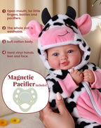 BABESIDE Baby Dolls, 17inch Large Realistic Soft Baby Doll with Cow Outfit