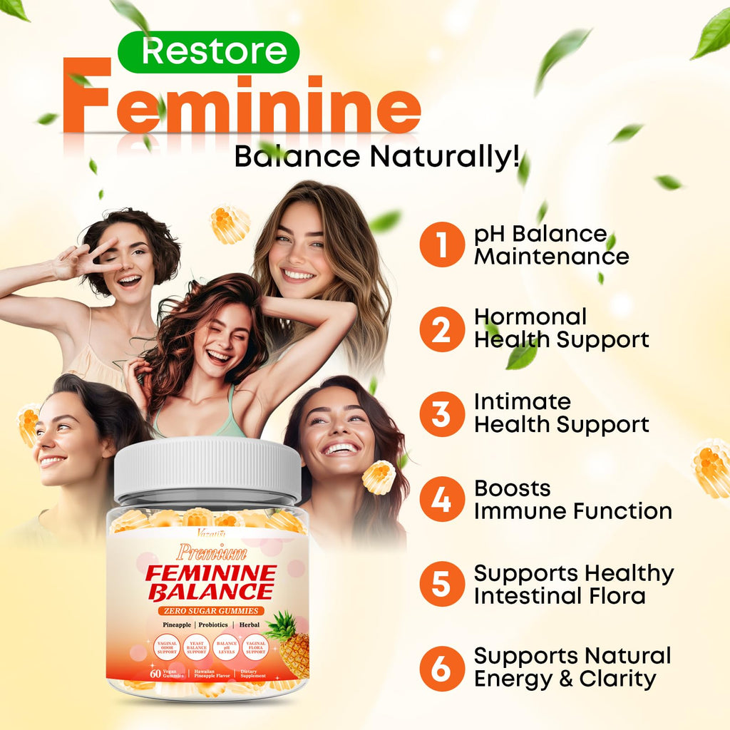 Vazatisi 120 Count | Feminine Balance Gummies for Women’s | Pineapple Gummies for Women PH Balance, Healthy Odor, Yeast Balance & Flora | Vegetarian Friendly, Sugar Free