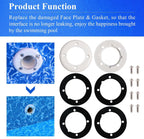 SPX1408B Face Plate & SPX1408C Gasket Compatible with Hayward Pool SP1408 SP1411, SP14071 Inlet Return Wall Fitting Kit,Vinyl Swimming Pool Return Wall Fitting Kit W/4 Face Plates, 8 Gaskets,16 Screws
