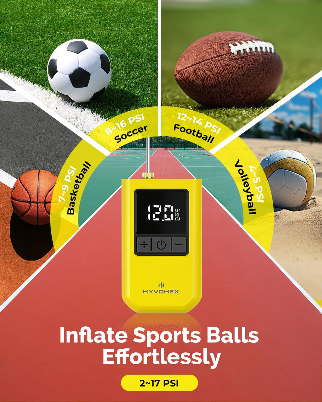 HYVOHEX Mini Electric Ball Pump with Needle for Sports Balls