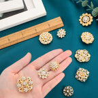 36 Pieces Clear Rhinestone Brooches for Crafts Crystal Flower Brooch Pins with Rhinestones silver Bulk Brooches Jewelry for Woman Flower Lapel Badge Pins DIY Wedding Bouquet Broaches Kit (Gold)