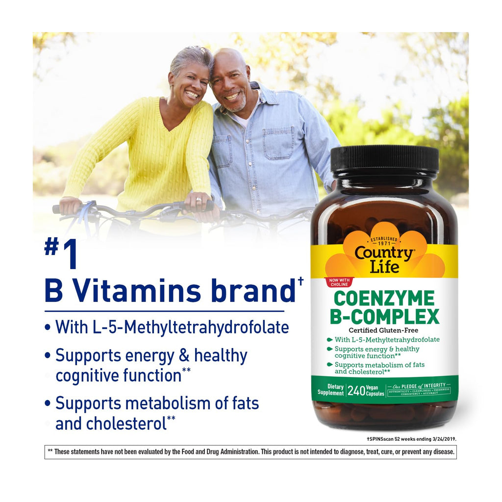 Country Life, Coenzyme B-Complex Vitamin, Support Energy and Metabolism, Daily Supplement, 240 ct