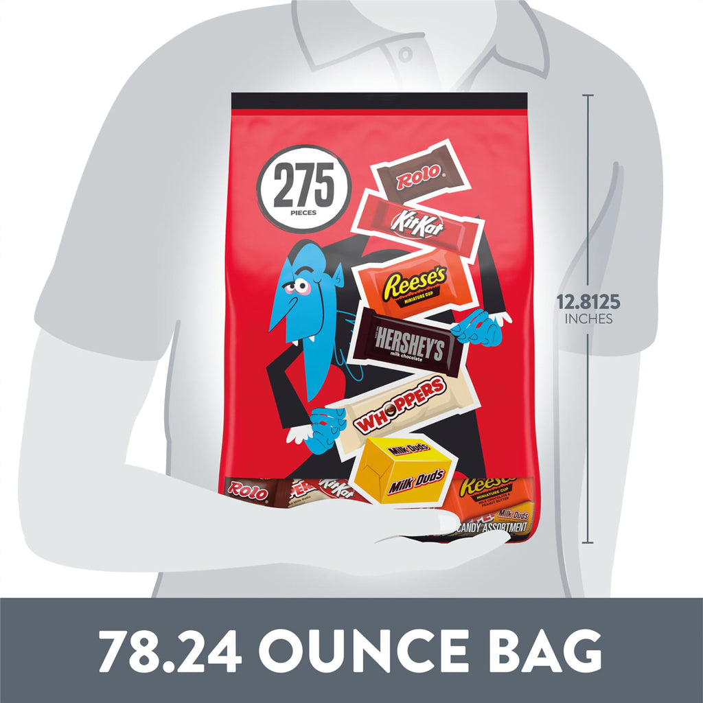 Hershey Miniatures Assorted Flavored, Halloween Candy Bulk Bag, 78.24 oz (275 Pieces)