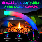 wellent 64 Pack Foam Glow Sticks, Bulk LED Foam Sticks, Foam Light Up Sticks with 3 Mode Colorful Flashing, Glow Party Supplies, Glow Sticks Bulk Party Pack for Wedding, Birthday, Concert, Halloween