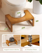AmazerBath 7 Inches Bamboo Toilet Stool Squat for Adult, Foldable Squatting Potty Stool for Bathroom, 0.79" Thickness Poop Stool with Non-Slip Strip, No Assembly Required, Dark Wood Color