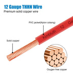 THHN Wire 12 Gauge 25 FT Stranded Copper Wire, 12 AWG Copper Wire Rated up to 600V Building Wire Nylon Jacket for Residential, CNC, Ground, Industrial (12 Gauge, Red)