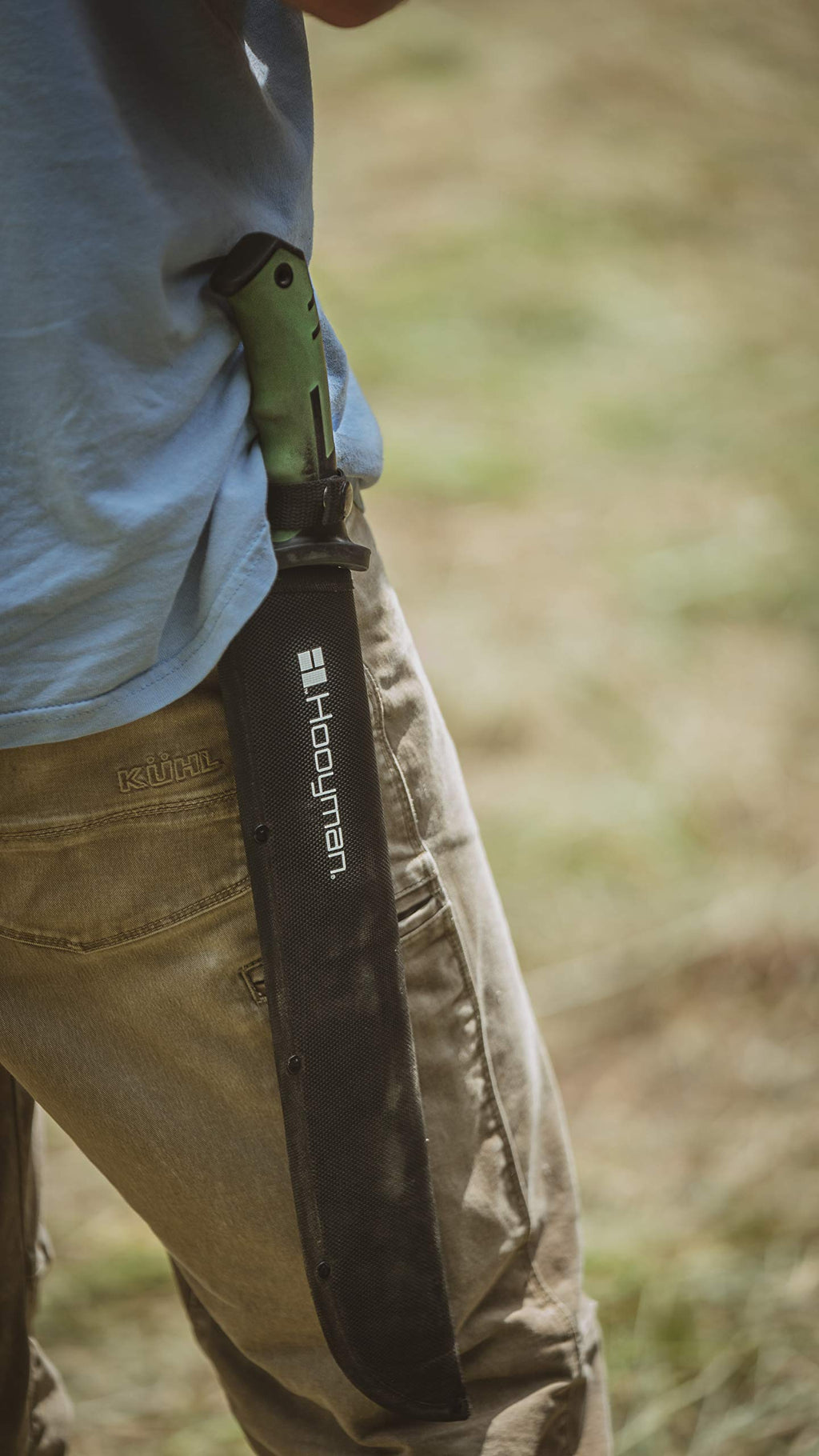 Hooyman Bush Machete with Heavy Duty Construction, Ergonomic No-Slip Handle and Belt Sheath for Gardening, Land Management, Bushcraft, Hunting and Outdoor , Black/Green