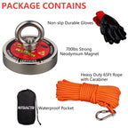 MUTUACTOR Fishing Magnets 700lbs Strong Pulling Force, Retrieval Magnet N52 Neodymium Magnets with 20m(66feet) Durable Rope, Φ2.95''Powerful Magnet for Fishing and Magnetic Recovery Salvage in Water