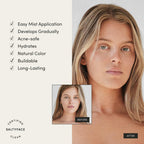 SALTYFACE - Tanning Water (Light to Medium) - Self Tanner for Face, Neck, Ears, Chest - No Color Transfer - Oil Free, Fragrance Free - Streak-Free, Non-Clogging - Vegan Skin Care - 1 FL OZ (30 ML)