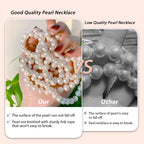 Zeffy Long Pearl Necklaces for Women Layered Faux White Pearl Beads Strand Layered Necklace Bridal Wedding Party 1920s Gatsby Costume Jewelry