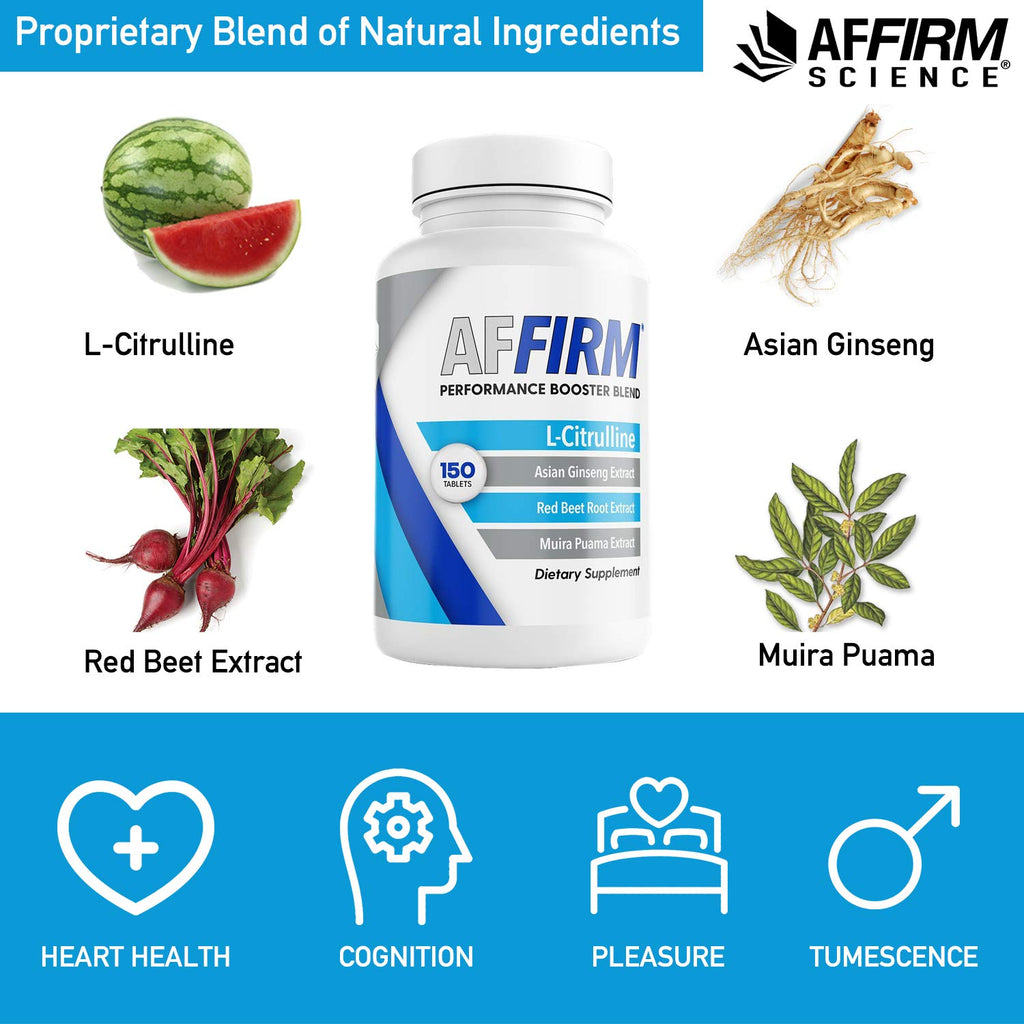 Affirm Science L-Citrulline Dietary Supplement 750mg 60 Tablets | Circulation and Male Performance | Created by Dr. Judson Brandeis