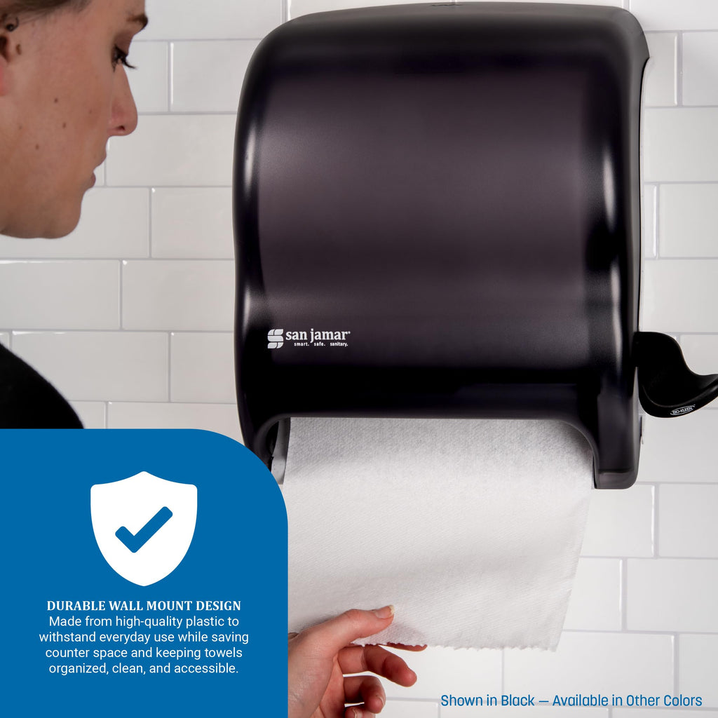 San Jamar Element Paper Towel Dispenser, Manual Lever Roll for Bathroom and Kitchen, 12.75" x 12.5" x 8.5", 1 Count, Black Pearl