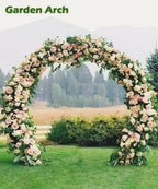 Queension 8Ft Wide 7Ft High Metal Wedding Arch for Ceremony Party, Black