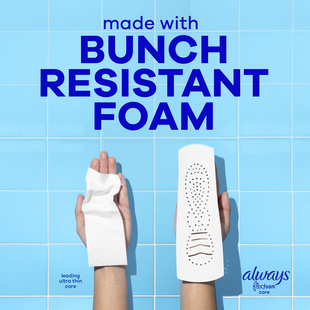 Always Infinity Feminine Pads for Women, Flexfoam Pads with Wings, Size 3, Extra Heavy Absorbency, Unscented, 84 Count (3 Packs of 28)