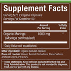 Organic Moringa a" Superfood for Energy Support a" 1,000 MG (100 Capsules)