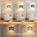 Ambimall Dimmable Arc Floor Lamp with Remote, Color Temperatures and Brightness Adjustable, Arched Floor Lamp with Rotating Head, Over Couch Arched Reading Light for Living Room (Black and Black)