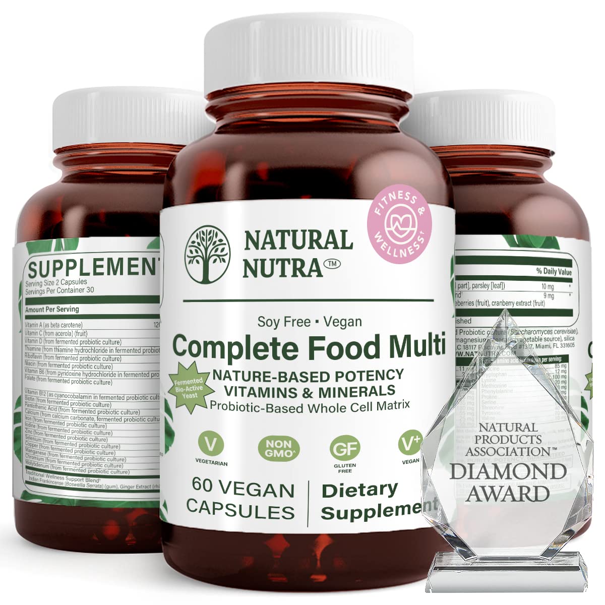 Natural Nutra Whole Food Complete Multivitamin and Mineral for Women and Men, Energy Booster, Helps Maintain Bone Health Supplement, Improves Brain Function and Skin, Help Enhance Immunity 60 Capsules
