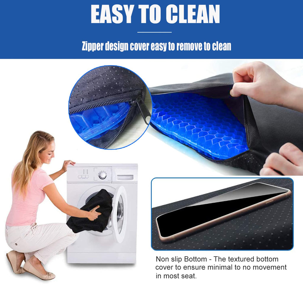 20" Gel Seat Cushion for Long Sitting Pressure Relief(Jumbo&Thick) - Wheelchair Cushion for Pressure Sores - Back, Sciatica & Tailbone Pain Relief Cushion- Non-Slip Butt Pillow for Office, Home, Car