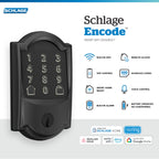 Schlage Encode Smart Wi-Fi Deadbolt Lock with Touchscreen Keypad, Keyless Front Door Entry, App Control, Alexa, Google Home and Airbnb Compatible, Matte Black, BE489WB CAM 622
