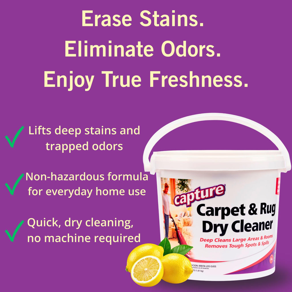 Capture Carpet & Rug Dry Cleaner w/Resealable lid - Home, Car, Dogs & Cats Pet Carpet Cleaner Solution - Strength Odor Eliminator, Stains Spot Remover, Non Liquid & No Harsh Chemical (4 Pound)