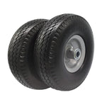 Flat Free 4.10/3.50-4 Tire with 3/4 & 5/8 Axle Bore, 3.5” Center Hub 10 inch Solid Tire Replacement for Hand Truck/Wagon/Garden Cart/Wheelbarrow/Dolly(Set of 2)