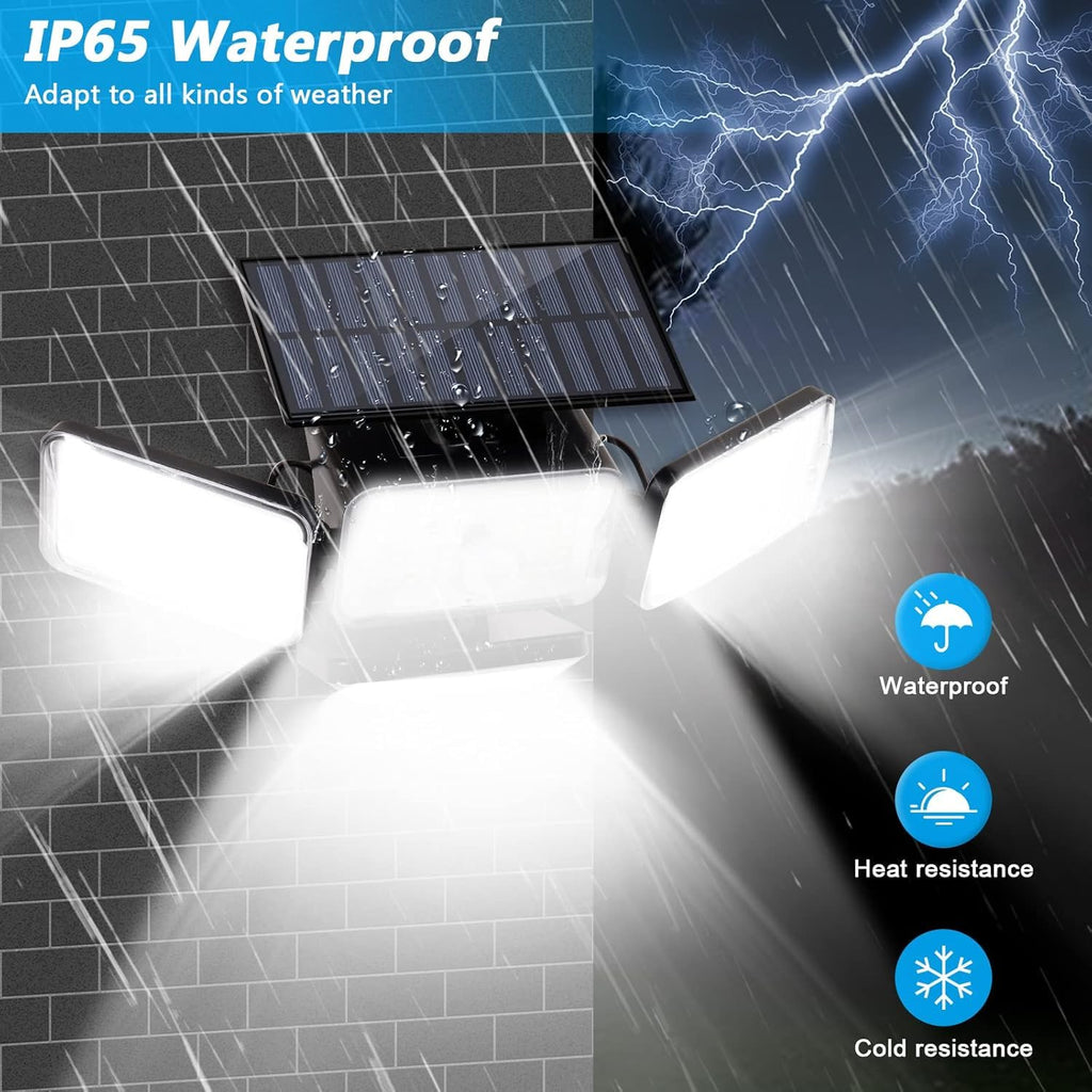 YSEAGA Solar Lights Outdoor Waterproof, 288 LED 2800LM Motion Sensor Outdoor Lights with Remote Control, 4 Head Solar Flood Lights Outdoor for Patio, Garage, Yard, Wall, IP65 Security Lights 2 Pack