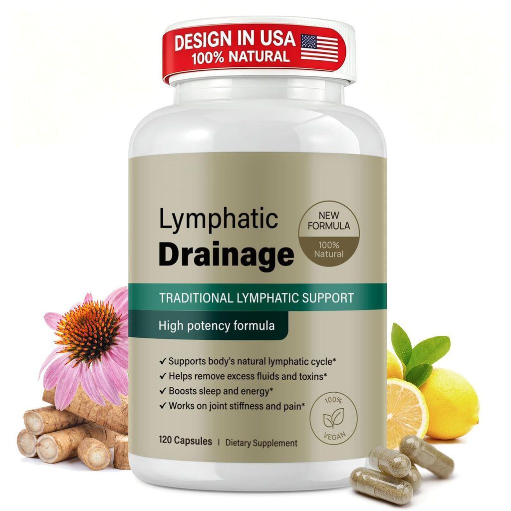 Lymphatic Drainage Supplements, Lymphatic Drainage Capsules for Immune Health & Fluid Balance – Natural Herbal with Echinacea, Dandelion & Burdock Root, Non-GMO, Vegan, Gluten Free - 120 Capsules