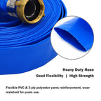 DAVCO 2" ID × 100 ft Pool Backwash Hose, Heavy Duty Reinforced Blue PVC Lay Flat Water Discharge Pump Hoses For Swimming Drain Pools and Clean Filters, With Aluminum Pin Lug Fittings