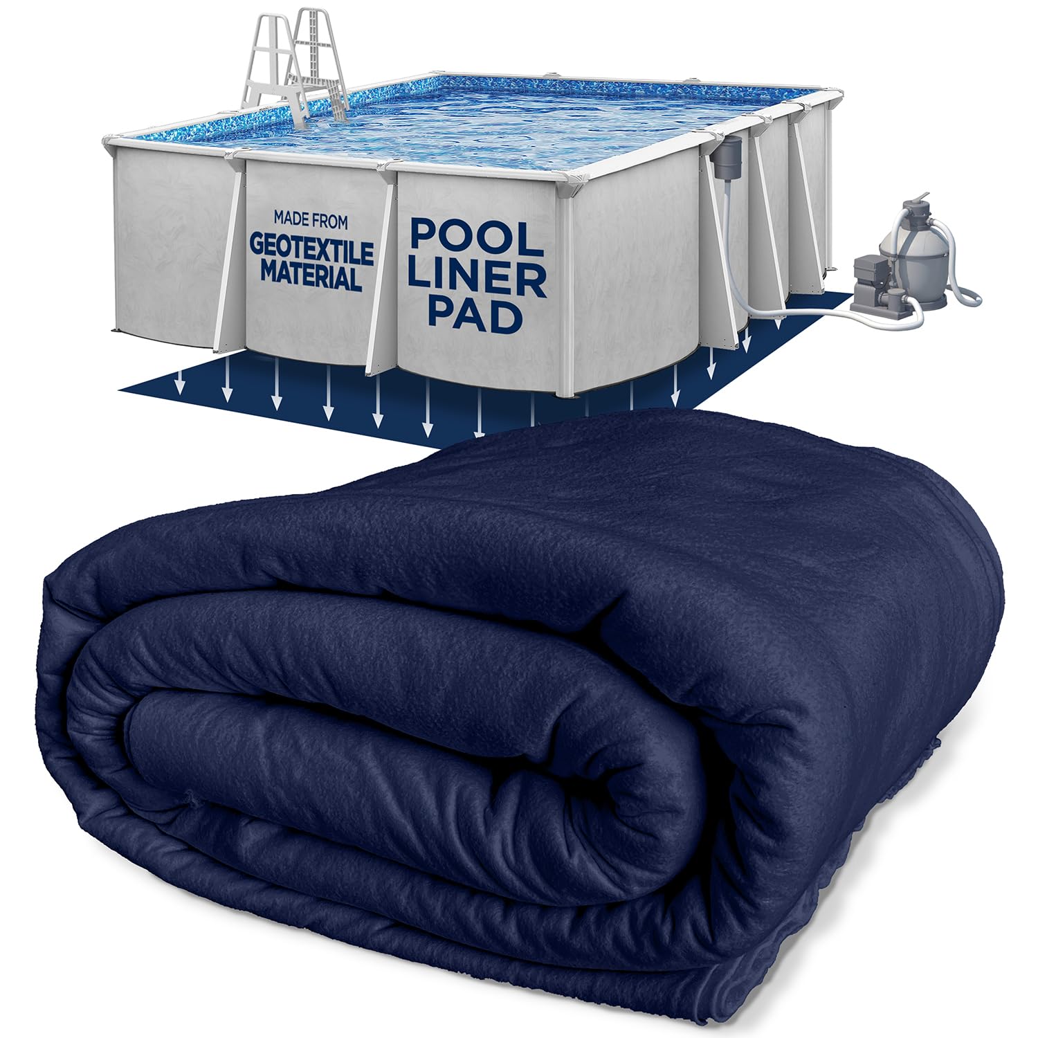 Shop Square 12-Foot-by-24-Foot Rectangle Pool Liner Pad for Above Ground Pools - Rectangle Pool Pad, Under Pool Mat, Puncture Protection, Extend Liner Life, Durable Geotextile Material