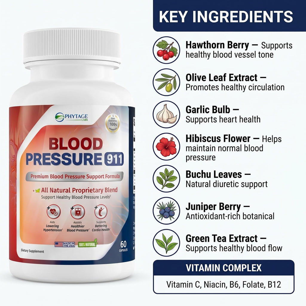 Phytage Labs Blood Pressure 911 Premium Supplement - BP Support Pills. 2 Pack