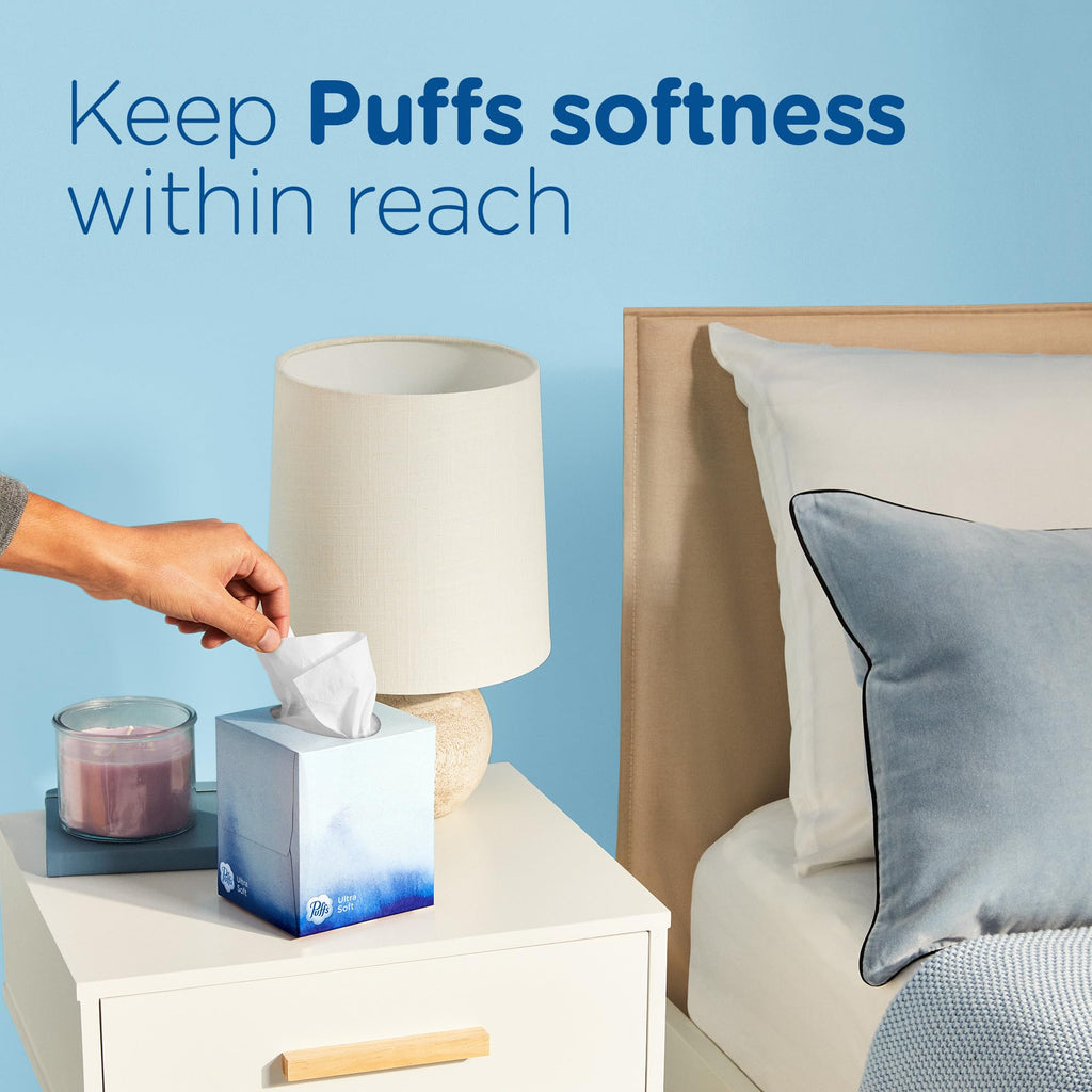 Puffs Ultra Soft Facial Tissues, 4 Mega Cube Box, 72 Facial Tissues Per Box