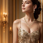 BriLove Women's Wedding Jewelry Set Leaf Flower for Bridal Prom Champagne