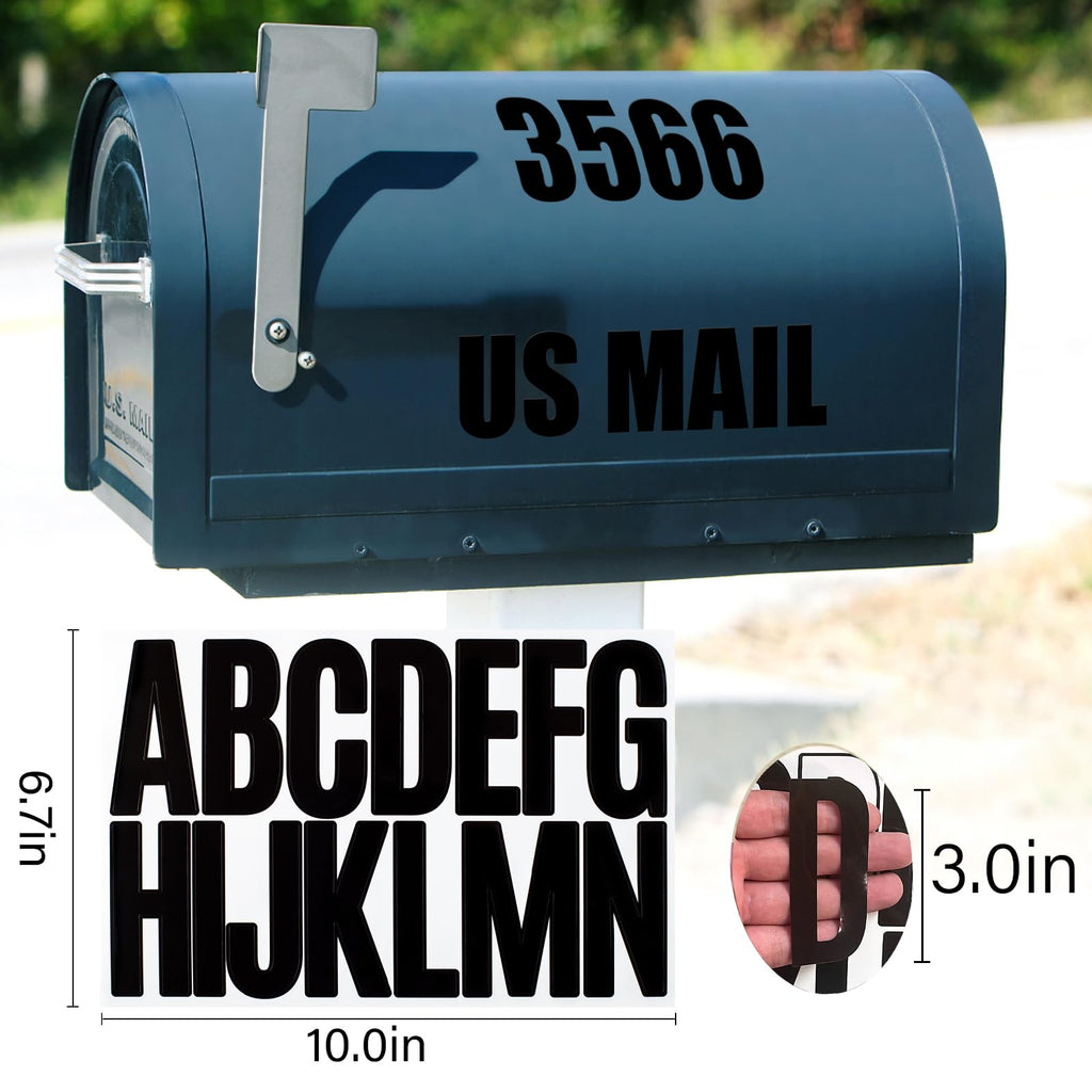 288 Pieces 18 Sheets Letter Stickers,Self Adhesive Vinyl Waterproof Mailbox Numbers Stickers,Alphabet Number Decals for Mailbox,Window,Door,Sign,Address Number,Business(3 Inch) (Black)