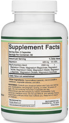 Magnesium Complex Supplement 180 Capsules (426mg Elemental Magnesium Provided by 2,300mg of Eight Different Forms of Magnesium) MAG-8 Provides 100% Daily Recommended Value of Magnesium by Double Wood