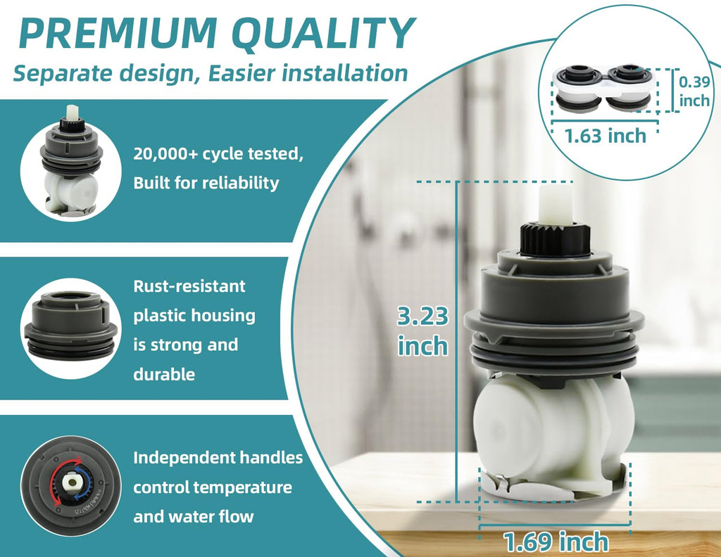 RP46463 Cartridge Compatible with Delta Monitor 17 Series (2006-Present) Dual Function Bath Tub and Shower Faucet Plumbing Parts Shower Faucet Cartridge with Seat and Spring Adapter,RP22734 Bonnet Nut