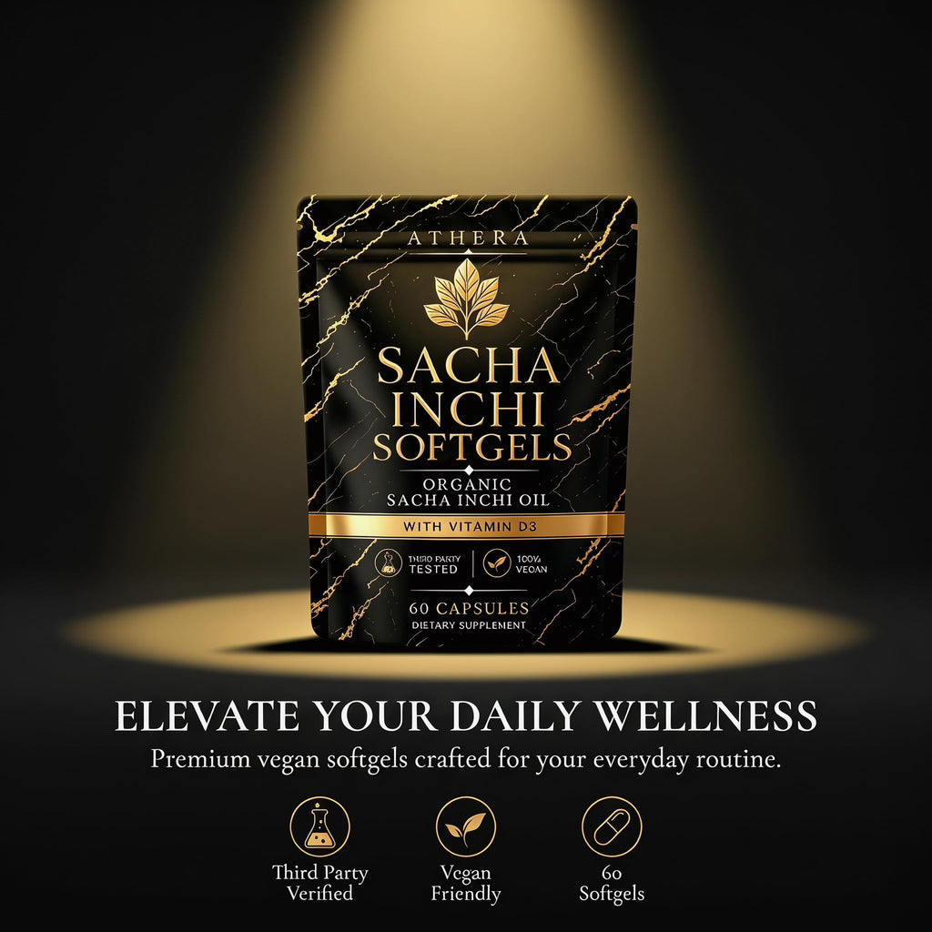 Jqewlg Athera Sacha Inchi Oil for Joints Capsules - Cold-Pressed Sacha Inchi Oil with Vitamin D3, Joint & Mobility Support, Vegan Softgels for Daily Wellness - 60 Softgels