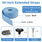 XCWT 50-inch Extra Long Pool Solar Cover Reel Straps - Pool Reel Tube & Blanket Fastening Kit Replacement for Feherguard Pool Roller System, Fastener Used to Attach Solar Blanket to Solar Reel