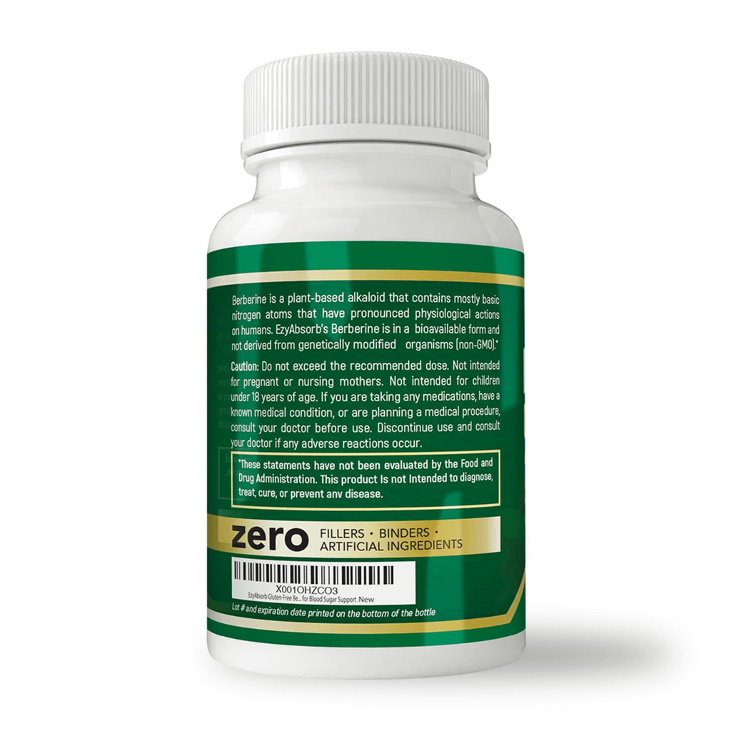 EzyAbsorb Gluten-Free Berberine 500mg, 60 Veggie Capsule w/LA-3 AMPK Metabolic Activator