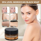 2 PCS Moroccan Black Soap with Argan and Rose Oil, SPA Level Handmade Black Beldi Soap Exfoliating and Softening, Natural and Organic for Face, Body, Hair and Shave, Rose Scent, 5.29 oz/150 g