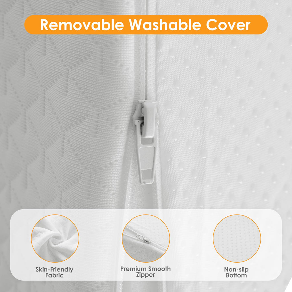 Ruqmuis Wedge Pillow for Acid Reflux, Bed Wedge Pillow for Headboard 10", Pillow Wedge for Back Pain Relief, Post Surgery, Elevated Pillows for Sleeping, Snoring, Triangle Pillow with Cover, White