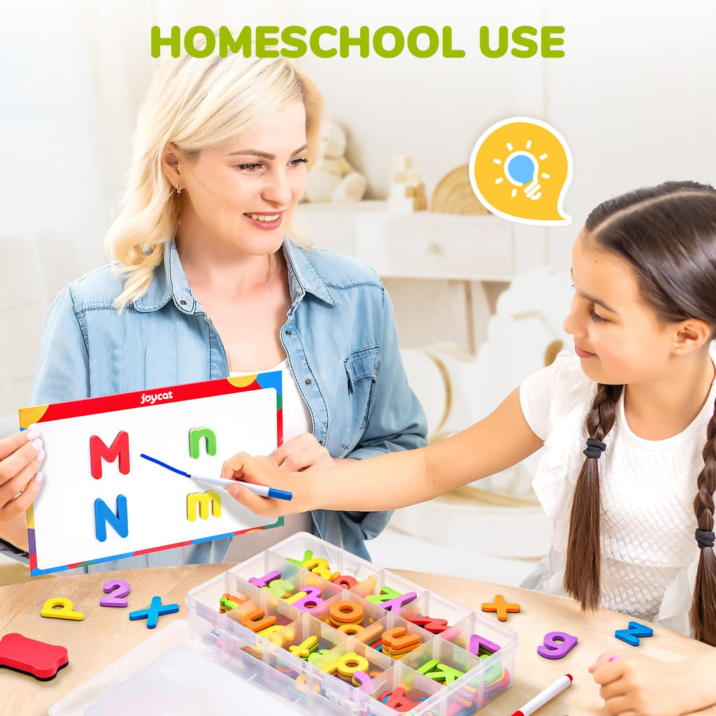 Gamenote Classroom Magnetic Alphabet Letters Kit 178Pcs with Double Side Magnet Board - Foam Alphabet Letters for Preschool Kids Toddler Spelling and Learning Colorful ABC Education Fridge Magnets