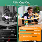 Mushroom Coffee with Collagen, Vitamins & Minerals, 6 Adaptogenic Mushrooms - Lion’s Mane, Reishi, Chaga & More, Organic Instant Coffee for Energy, Focus, Skin, Immune & Gut Support, 30 Servings