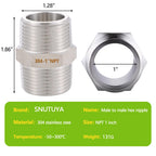 SNUTUYA 4PCS Hex Nipple 1" x 1" Male Pipe Fittings, 304 Stainless Steel 1 inch NPT Threaded Pipe Adapter Fittings, Male Straight Connector Pipe Fitting