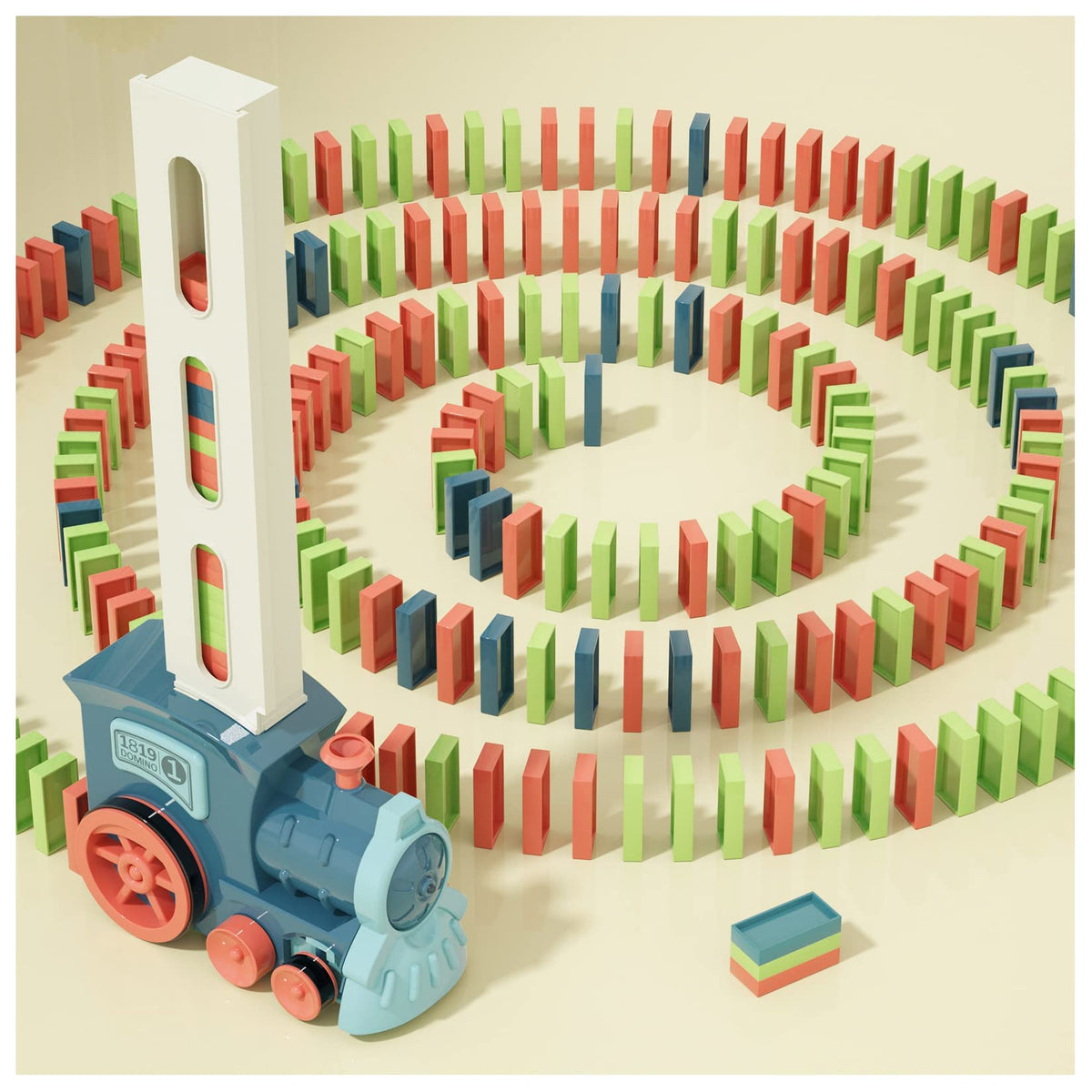 PREPHY Domino Train Toys Kids Games - Automatic Stacking Creative Game 3+ Year Old - Stem Montessori Toy for Boys 4-6 - Summer Autistic Christmas Birthday Gifts 5 6 Kids Ages 4-8