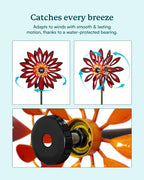 Cyan Oasis Kinetic Wind Spinners Outdoor - 83" H Wind Sculpture for Yard
