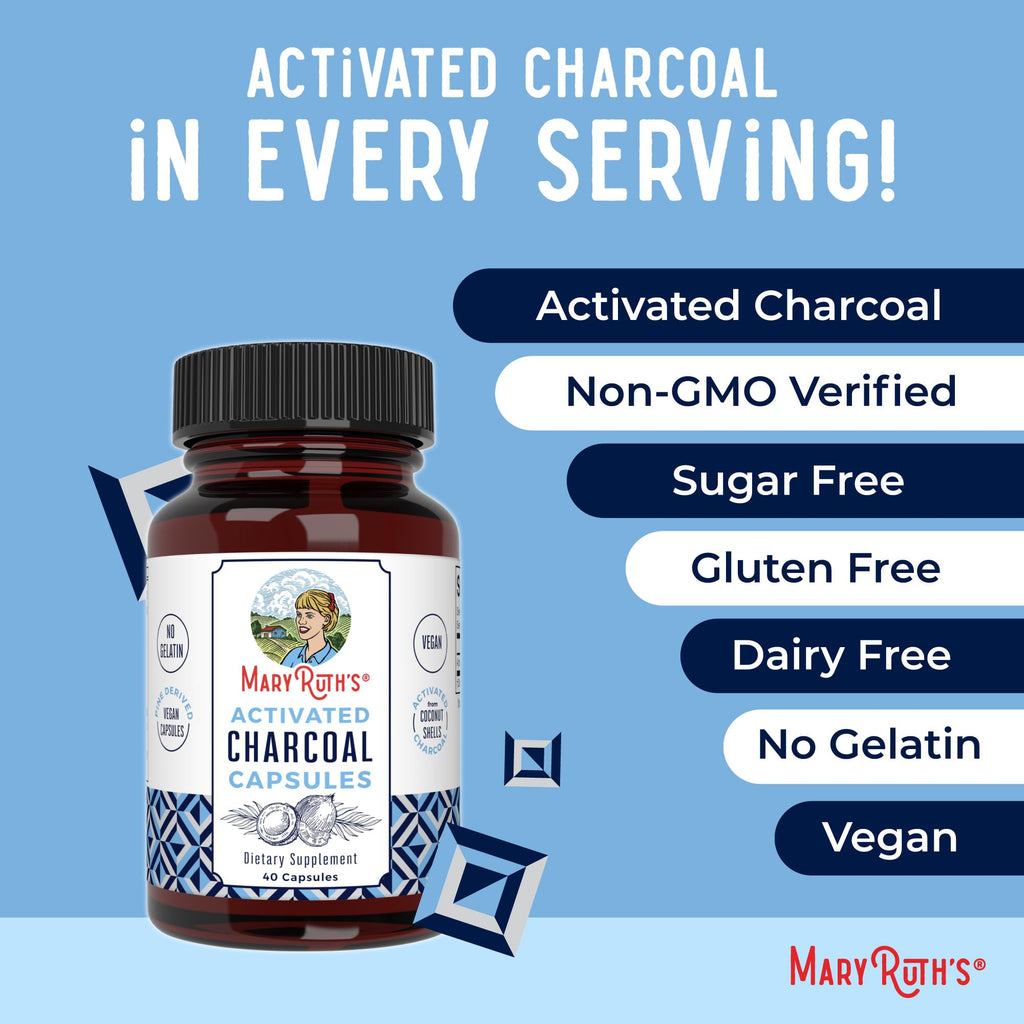 MaryRuth Organics Activated Charcoal Capsules | Substance Adsorption | Derived from Coconut Shells | Vegan Capsules from Pine Trees | Non-GMO | Gluten Free | 40 Count