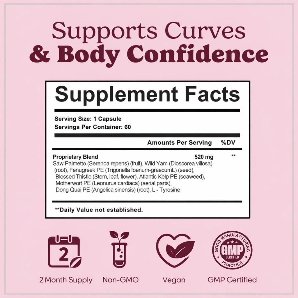 Pretty Privates Butt Enhancer Supplement - Works with Your Body for Curves and Body Confidence - Use with or Without Butt Cream - 60ct