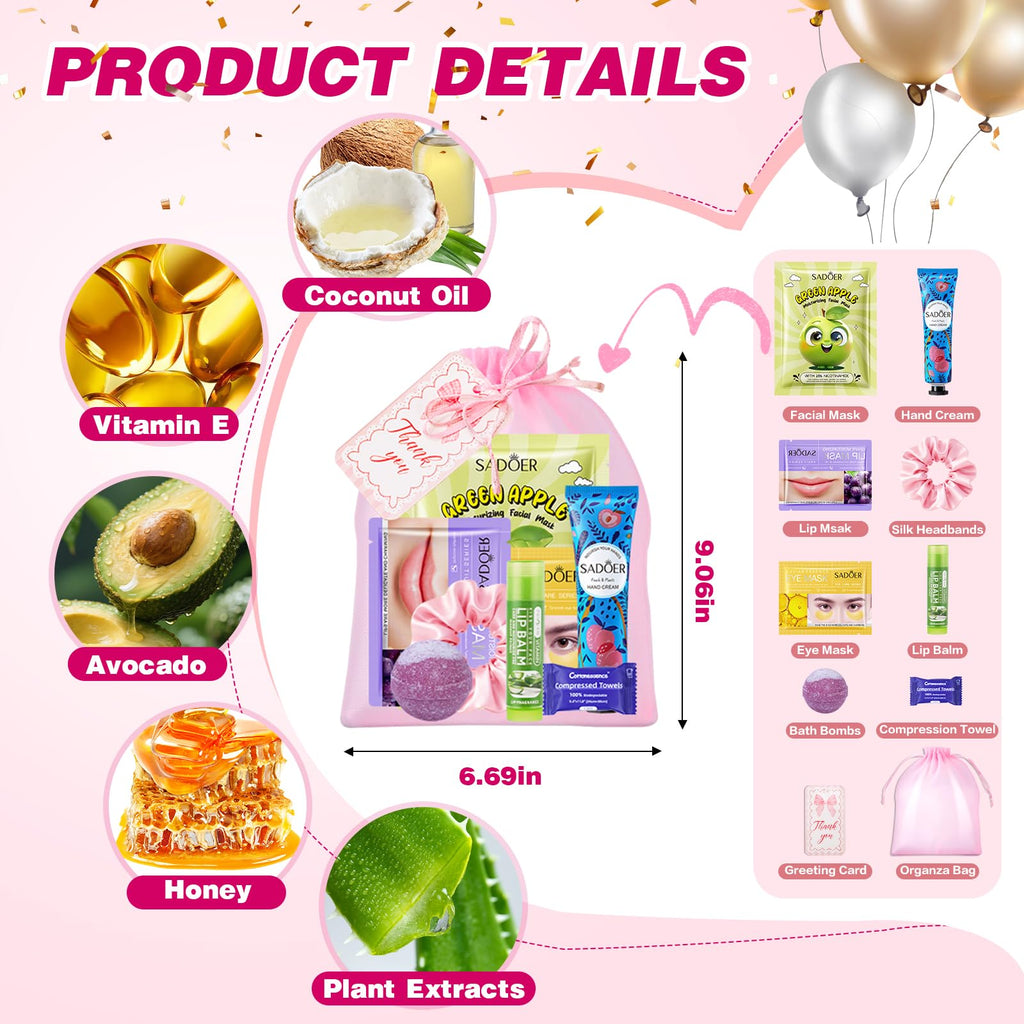 100 PCS Spa Party Supplies for Girls , Spa Party Favors Include Face Masks Skincare, Hand Cream, Lip Balm, Under Eye Patches, Lip Mask and Foot Bath Bombs, Spa Birthday Sleepover Party Supplies